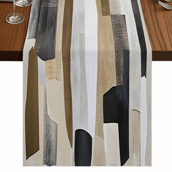 Abstract Color Blocks 36 Inch Table Runner, Modern Geometric Art Farmhouse Dresser Scarf Cotton & Linen Tablerunner for Dining/Kitchen Island/Holiday Party Décor Small 13" x 36"