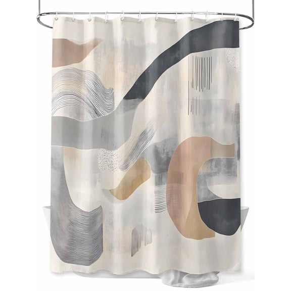 Abstract Color Blocks Shower Curtain Set ,Waterproof Fabric Shower Curtains Beige Geometric Impressionist Style Shower Curtains for Bathroom,Bathroom Decor 54x"78"