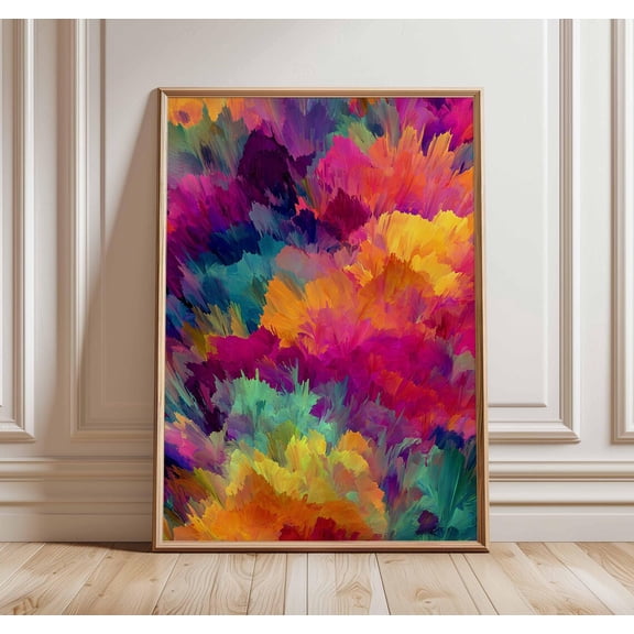 Abstract Color Explosion Vibrant Modern Bold Rainbow Wall Art Unframed Paper Print