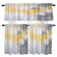 thumbnail image 1 of Abstract Color Graffiti Kitchen Curtains Valances and Tiers Set of 3 Grey Yellow Oil Painting Style Tier Curtains and Valance with Rod Pocket for Small Windows, 27.5"x24", 1 of 9