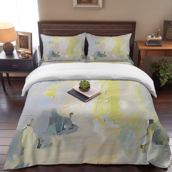 Abstract Color Oil Painting Art Queen Size Bed Set,Minimalist Graffiti Texture Bedding for All Seasons,4 Pcs Bed Set,1 Quiltcover (90"x90"),1 Sheet (90"x102"),2 Pillowcases (20"x30")
