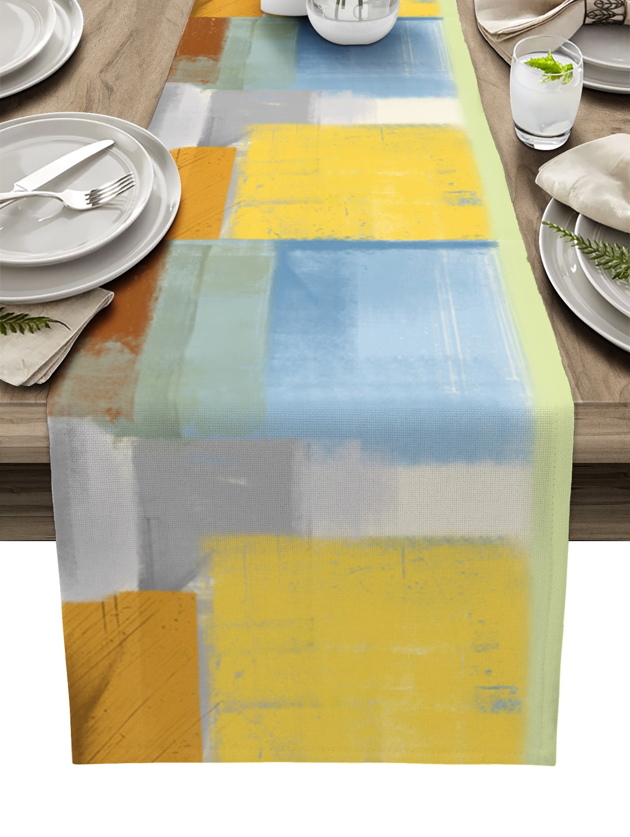 Abstract Color Painting Table Runner Kitchen Dining Table Decor