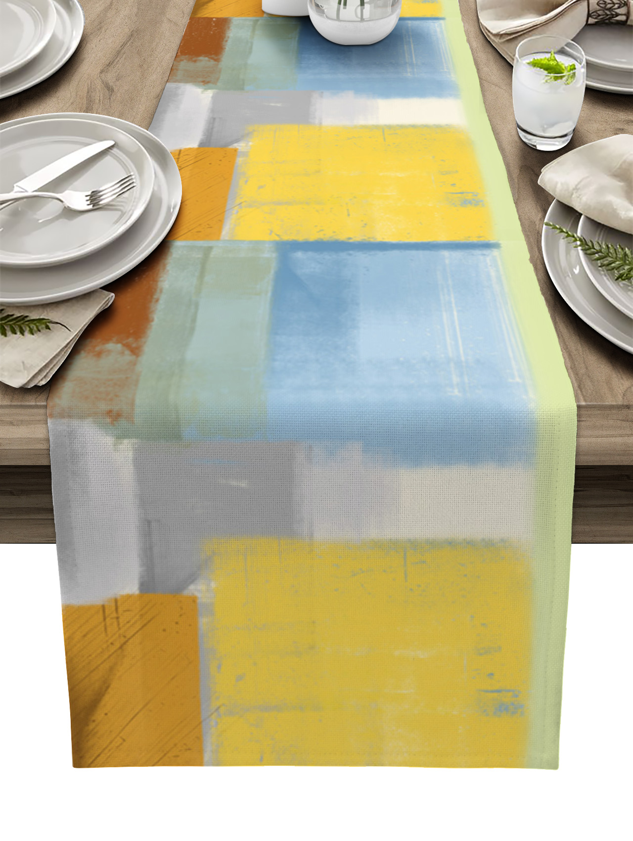 Abstract Color Painting Table Runner Wedding Holiday Party Dining Table