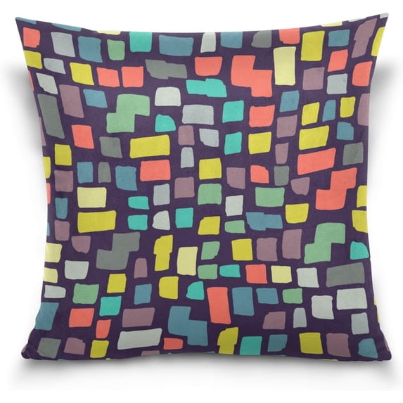 Abstract Color Pattern Velvet Plush Throw Pillow Cushion Case Cover - 16" x 16" - Invisible Zipper Home Decor Floral for Couch Sofa No Pillow Insert