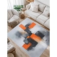thumbnail image 1 of Abstract Color Stitching Area Rug for Bedroom 3x5 Ft Orange Black Graffiti Art Super Soft fuzzy Throw Rug Non-Slip Fluffy Plush Indoor Floor Carpet for Living Room Nursery Home Decor, 1 of 8