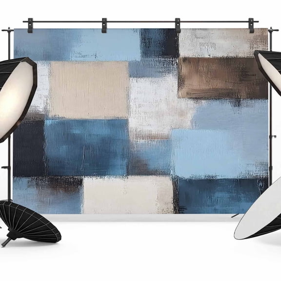Abstract Color Stitching Backdrop for Photography, Blue Brown Graffiti Theme Photo Backdrop Portrait Background Party Banner Photo Backgrounds for Studio Booth Props, 7x5ft