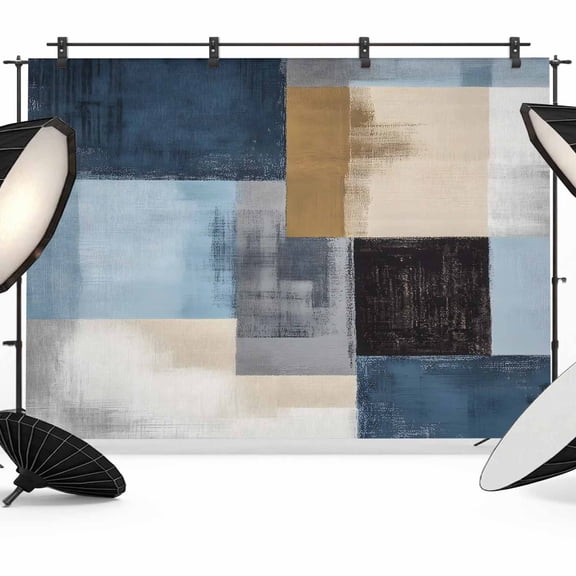 Abstract Color Stitching Backdrop for Photography, Gary Blue Graffiti Art Photo Backdrop Portrait Background Party Banner Photo Backgrounds for Studio Booth Props, 7x5ft