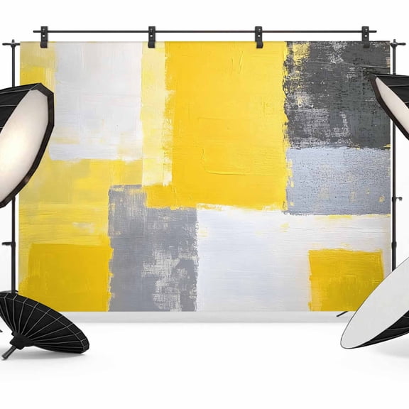 Abstract Color Stitching Backdrop for Photography, Yellow Gray Wavy Pattern Photo Backdrop Portrait Background Party Banner Photo Backgrounds for Studio Booth Props, 7x5ft