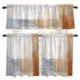 thumbnail image 1 of Abstract Color Stitching Kitchen Curtains Valances and Tiers Set of 3 Brown Grey Graffiti Tier Curtains and Valance with Rod Pocket for Small Windows, 27.5"x24", 1 of 9