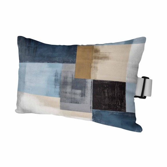 Abstract Color Stitching Outdoor Chaise Lounge Pillows Gary Blue Graffiti Art Lumbar Pillows with Insert Adjustable Elastic Strap Headrest Pillow for Recliner Patio Chair 1 Pack 11x16 Inch