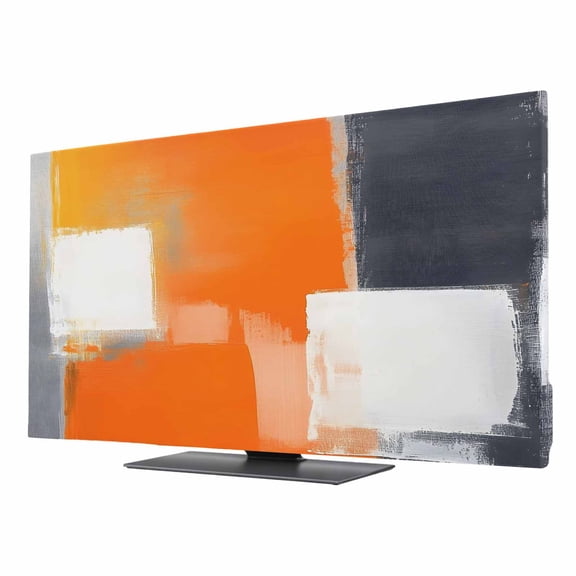 Abstract Color Stitching TV Dust Cover 32 Inch, Vintage Gary Orange Graffiti Computer Monitor Cover Dustproof Stretchable Indoor TV Screen Protector for LED LCD Universal Monitors
