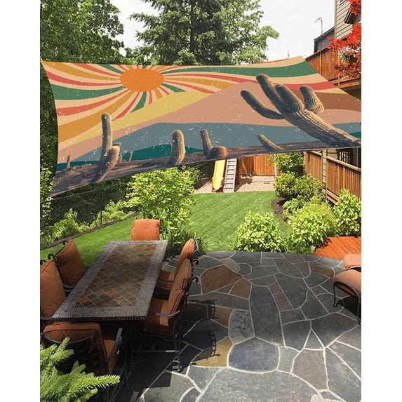 Abstract Color Sun Sun Shade Sail 6.5'X10' Cactus Mountain Desert Plant ...