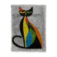 thumbnail image 1 of Abstract Colored Elegant Cat DIY Latch Hook Rug Kits Crochet Yarn Printed Match Embroidery Needlework Carpet Cover Hook and Latch Kit Tapestry Christmas Floor Decoration 38x52cm(3), 1 of 7