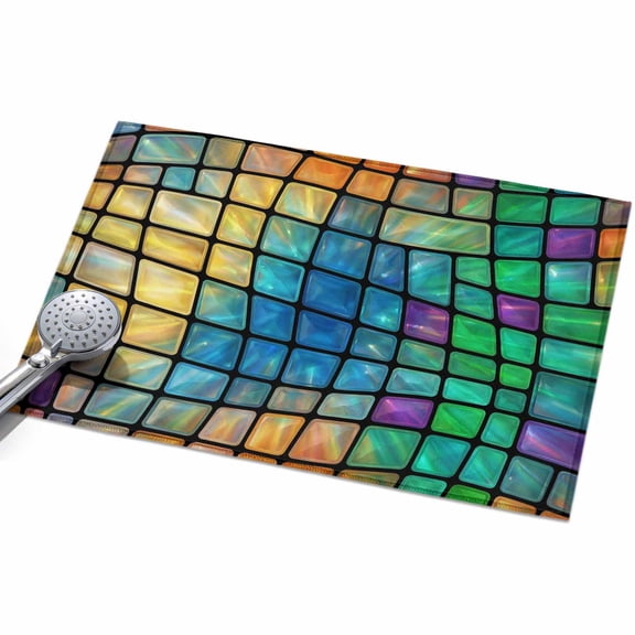 Abstract Colored Plaid 2x3ft Non Slip Area Rug Gradient Grid Gemstone Modern Futuristic Washable Soft Area Rugs for Living Room, Indoor Circle Carpet for Bedroom Dining Room Kitchen