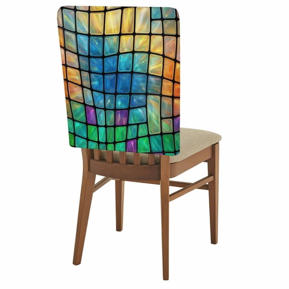 Abstract Colored Plaid Chair Back Covers Set of 2, Gradient Grid ...