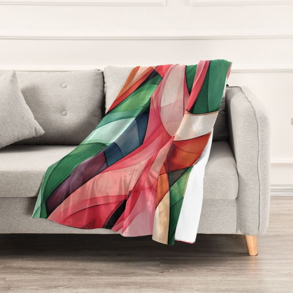 Abstract Colored Ribbons Throw Blanket 60" x 90" Soft and Warm Blankets for Couch Sofa and Bed