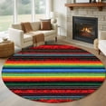 thumbnail image 1 of Abstract Colored Round Living Room Rugs 7 ft, Stripes Ethnic Style Modern Art Washable Area Rug with Non-Slip Sturdy Edge Binding Round Carpet for Kitchen Office Bedroom, 1 of 9