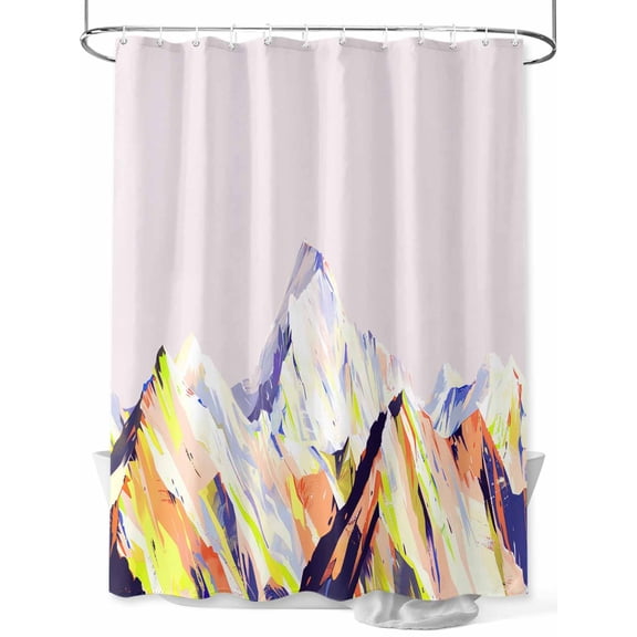 Abstract Colored Shower Curtain Set ,Waterproof Fabric Shower Curtains Drawing Mountain Oil Painting Shower Curtains for Bathroom,Bathroom Decor 72"x84"