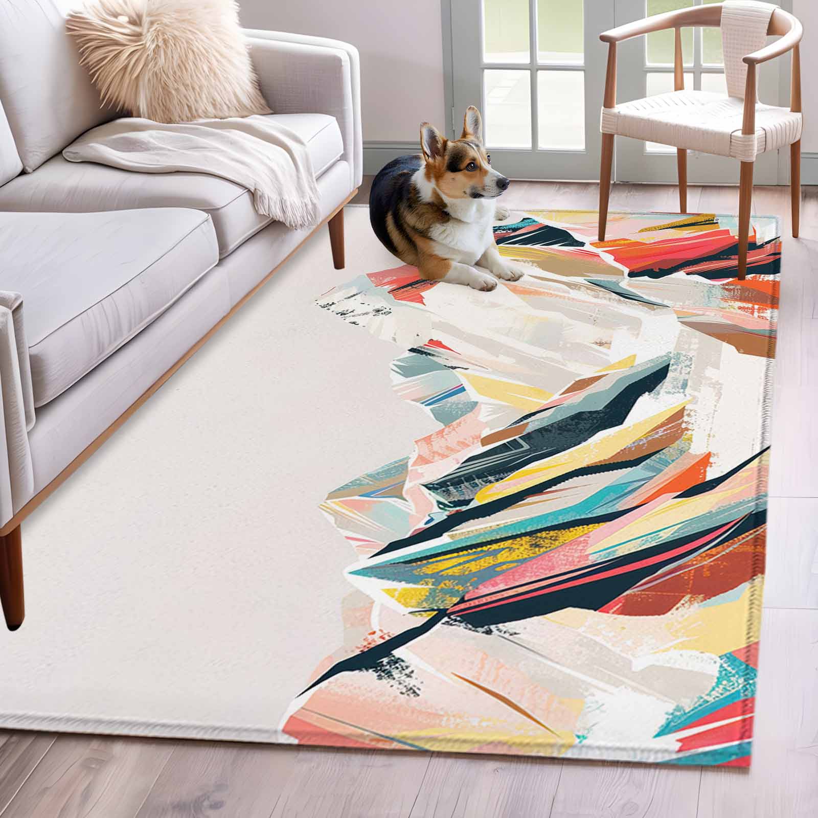 Oil Rug Abstract Colorful Area Rugs 4x6 ft Mountain Colored Drawing Oil ...