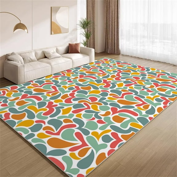Abstract Colorful Area Rugs Funky Retro Pattern Rugs Soft Washable Non Slip Carpet for Living Room Bedroom Entry Floor Mats 3ftx5ft