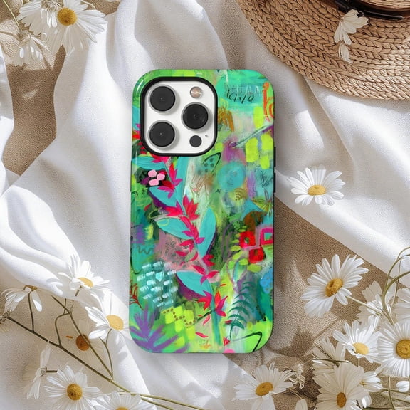 Abstract Colorful Artistic Retro Whimsy Boho Funky Hand Painted Style iPhone Tough Case