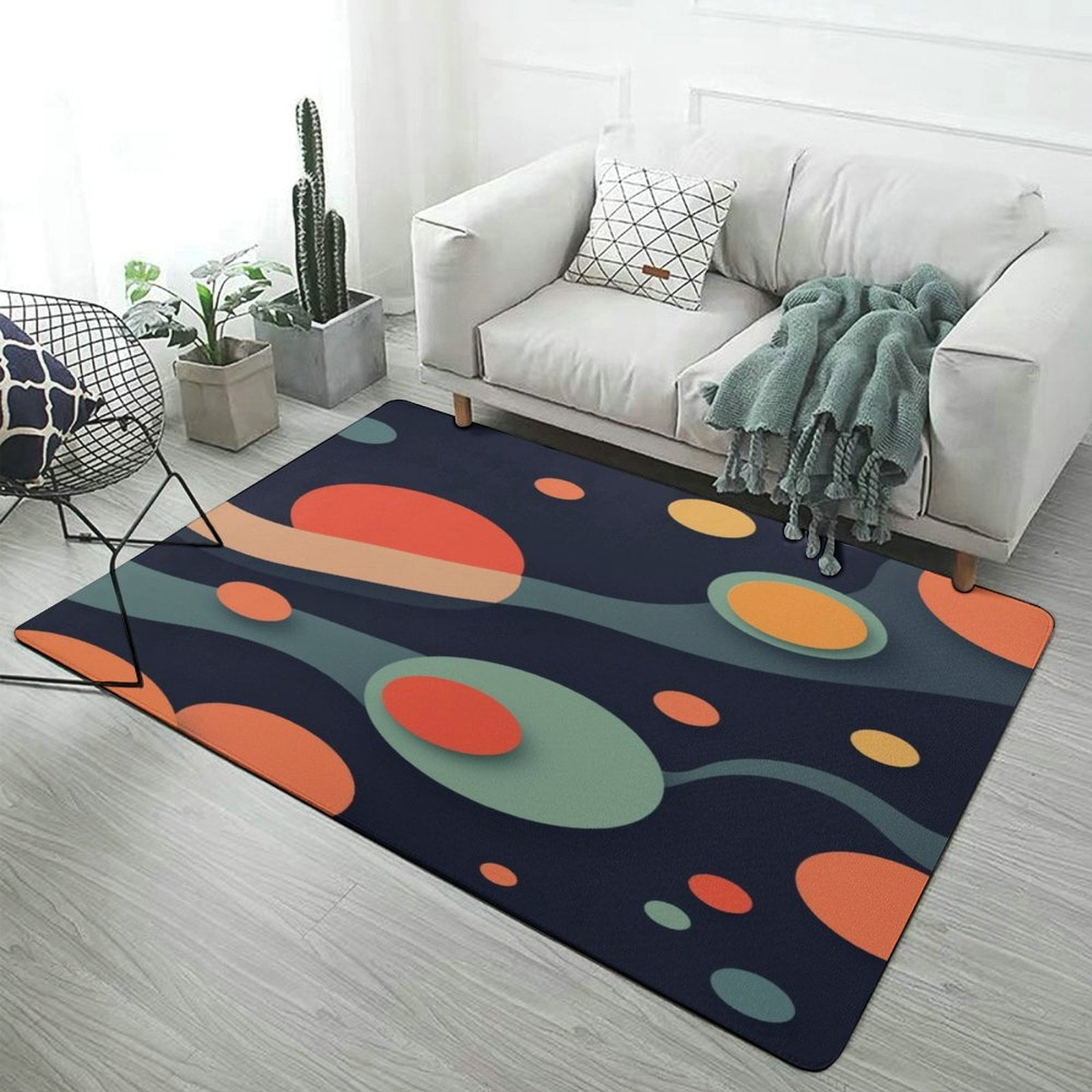 Colorful Folded Rug Abstract Colorful Circles Carpet Rug for Home Living Room Bedroom Sofa ...
