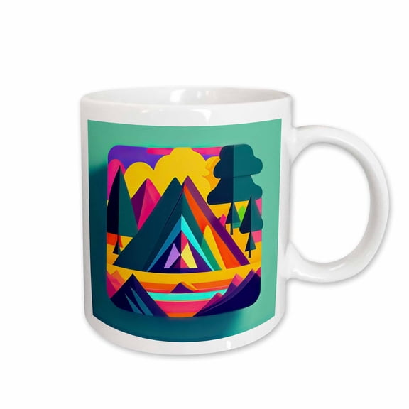 3drose, Abstract Colorful Decorative Image of Mountains. Happy Camper Gift, 15oz Mug