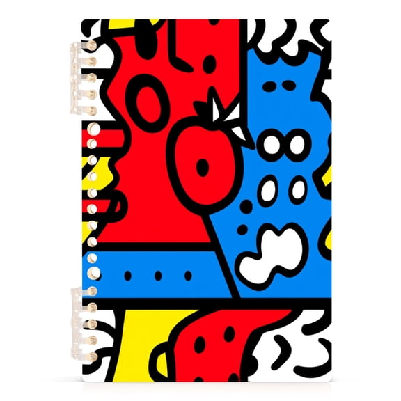 Abstract Colorful Design A5 8.3x5.7in PP Notebook, Adjustable Rings, 60 Sheets, Diary or Journey Note
