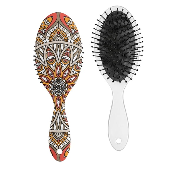 Abstract Colorful Detangling Hair Brush, Geometric Wooden Handle Paddle Comb, Artistic Gift for Women, Teens, Daily Hair Care