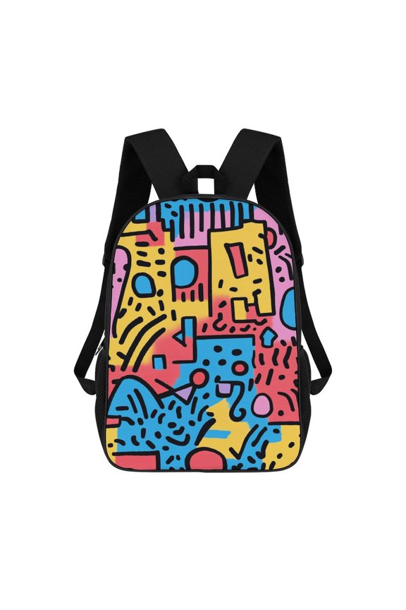 Abstract Colorful Doodle Art Backpack 17 Inch Laptop Bag Large Capacity Men's And Women's Backpack Travel Bag