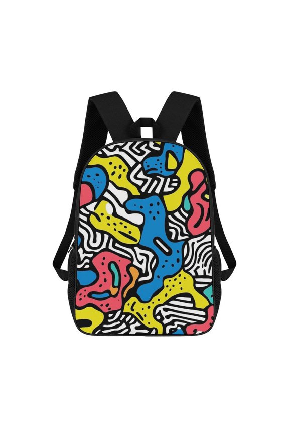 Abstract Colorful Doodle Pattern Backpack Backpack Student Backpack Cartoon Canvas Backpack