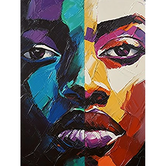 Abstract Colorful Face Canvas PaintingSuitable for Living Room Bedroom Office Hallway and Bathroom Decoration.