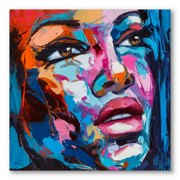 Abstract Colorful Fantasy Portrait Of A Young Woman III 30 in x 30 in Painting Canvas Art Print, by Designart