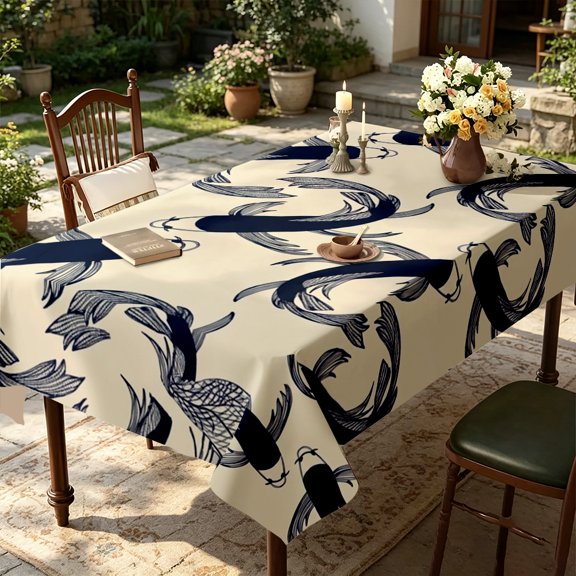 Abstract Colorful Fish Print Tablecloth, Kitchen Holiday Party Daily Decor, Vibrant Creative Table Cover, Thanksgiving Christmas Gift