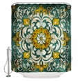 thumbnail image 1 of Abstract Colorful Flower Shower Curtain, 72" x 72", Vintage Boho Floral Waterproof Bathroom Curtain Washable Shower Curtain Set with 12 Hooks, 1 of 6