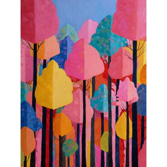 Abstract Colorful Forest Canvas Print Nursery Home Wall Art