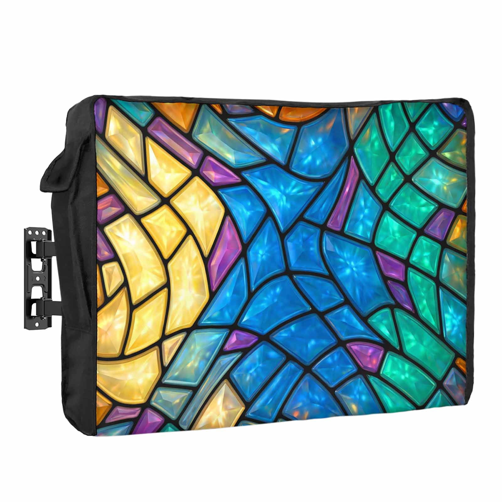 Abstract Colorful Glass Outdoor TV Cover Blue-Purple Cracked Texture ...