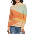thumbnail image 1 of Abstract Colorful Green And Red Vector Wave Women's Turtleneck Sweater Long Sleeve Ribbed Fitted Turtle Neck Casual Fall Winter Collection Top 2XL, 1 of 4