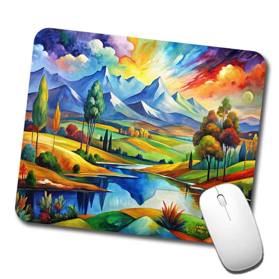Abstract Colorful Landscape Modern Art Landscape Mouse Pad Low Profile Gaming Mat