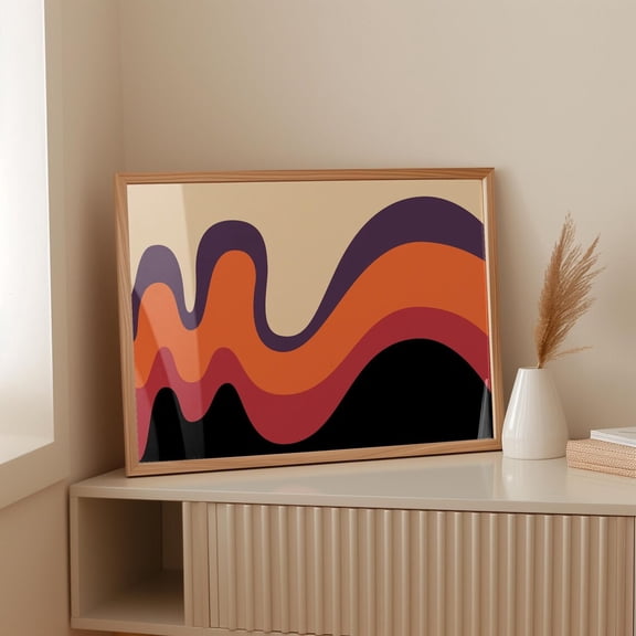 Abstract Colorful Line Art Poster Wavy Minimalist Wall Decor, 16x24 UNFRAMED