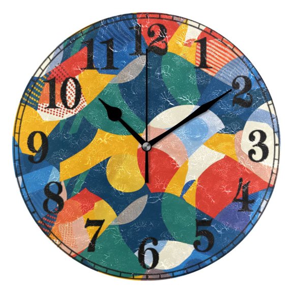 Abstract Colorful Line Shape Silent Wall Clock 10" Non-Ticking Battery Clock