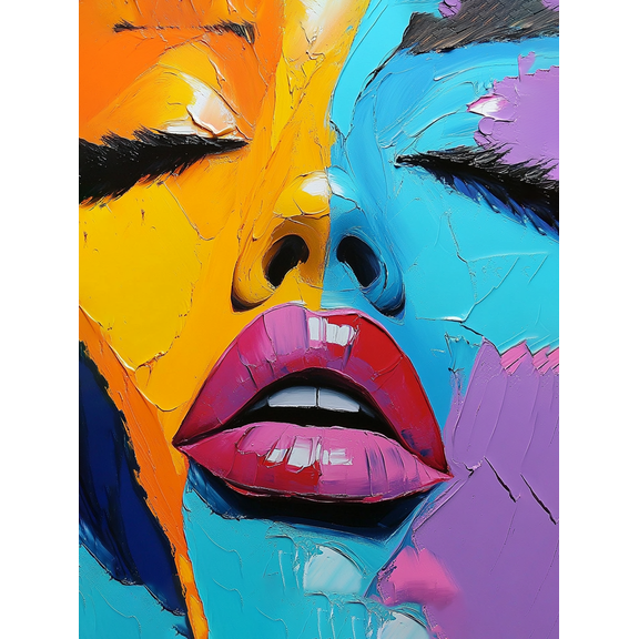 Abstract Colorful Lips Canvas PaintingSuitable for Living Room Bedroom OfficeBathroom and Dining Room Decoration.