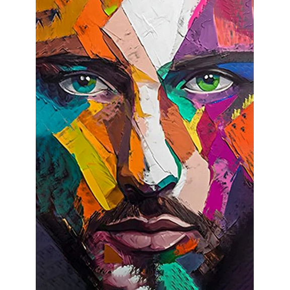 Abstract Colorful Man Face Canvas PaintingSuitable for Living RoomBedroomOfficeHallwayand Dining Room Decoration.