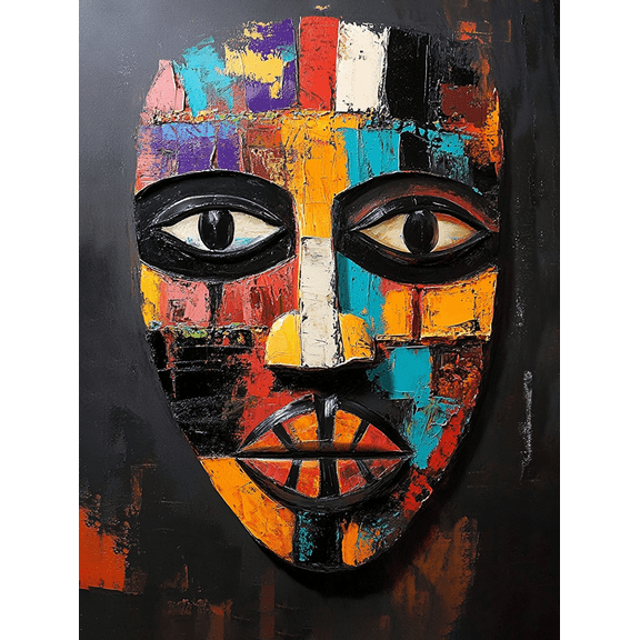 Abstract Colorful Mask Canvas Wall ArtPerfect for Living Room Bedroom Office Dining Room and Hallway Decoration.