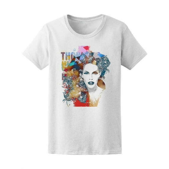 Abstract Colorful Model Face T-Shirt Women -Image by Shutterstock, Female Small