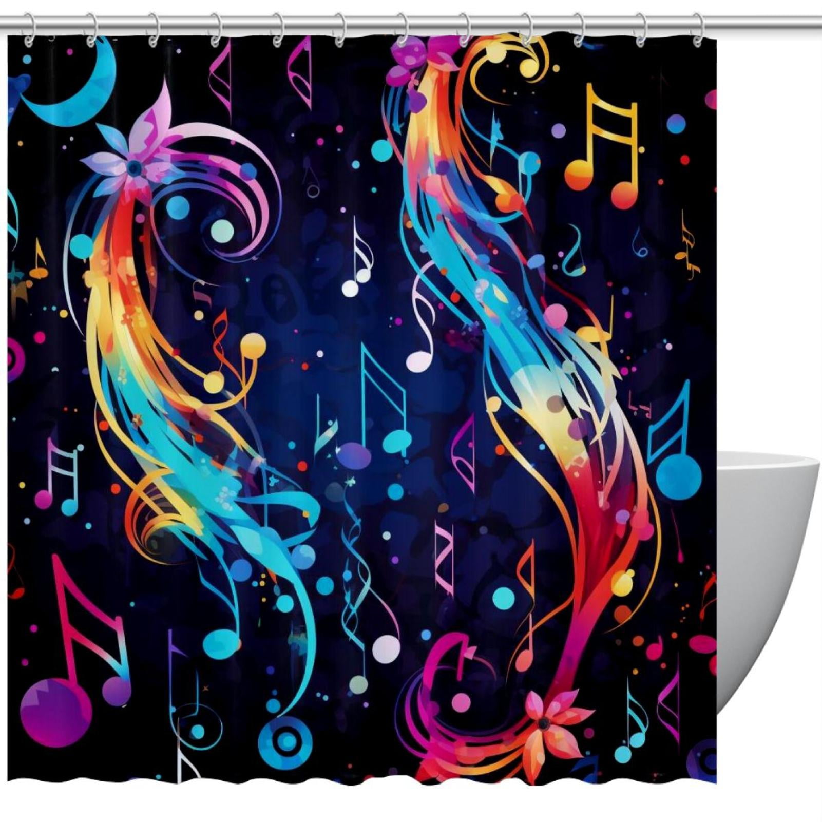 Abstract Colorful Musical Notes Shower Curtain 66x72 Inches, Waterproof