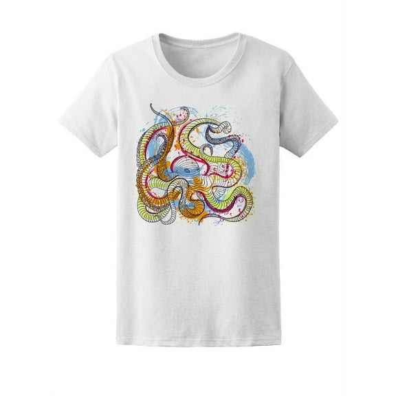 Abstract Colorful Octopus T-Shirt Women -Image by Shutterstock, Female Large
