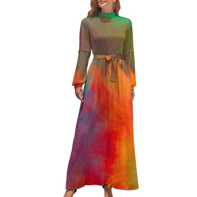 Abstract Colorful Paint Strokes Long Dress summer women's dress 2024