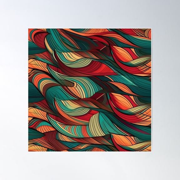 Abstract Colorful Retro Waves Vector Graphics Poster Wall Art, Modern Wall Decor For Living Room Bedroom, 24x24 UNFRAMED
