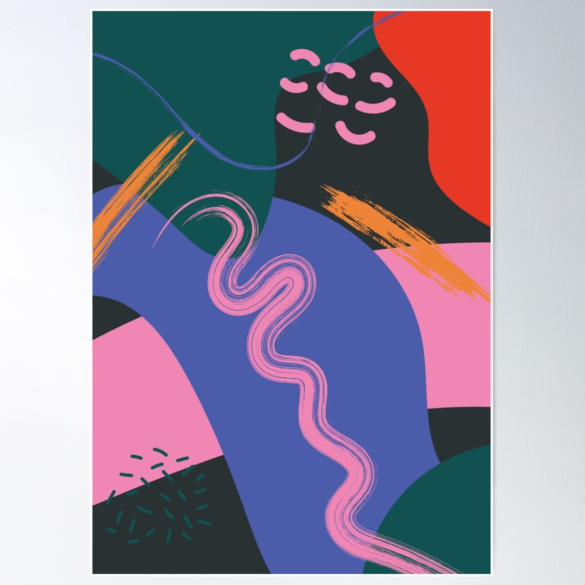 Abstract Colorful Shapes, Retro 1 Poster Wall Art, Modern Wall Decor ...